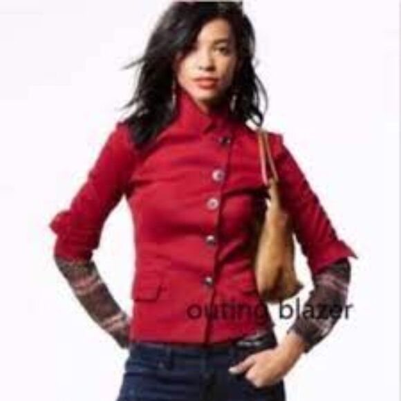 CAbi 3175 Rhubarb Red Outing Blazer Ponte Knit size 4 - Picture 2 of 10